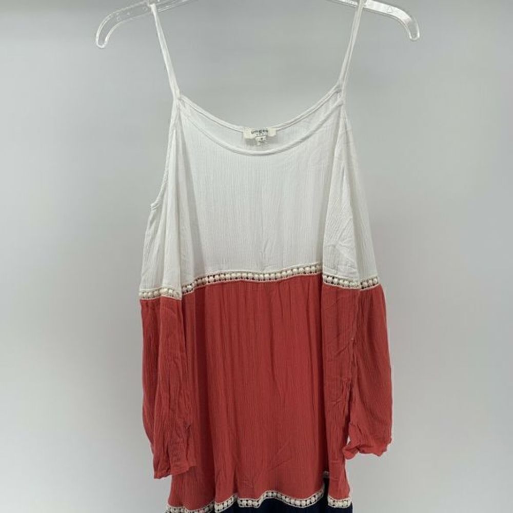 Umgee Cold Shoulder Tunic Top Tri Color Medium - Picture 3 of 8